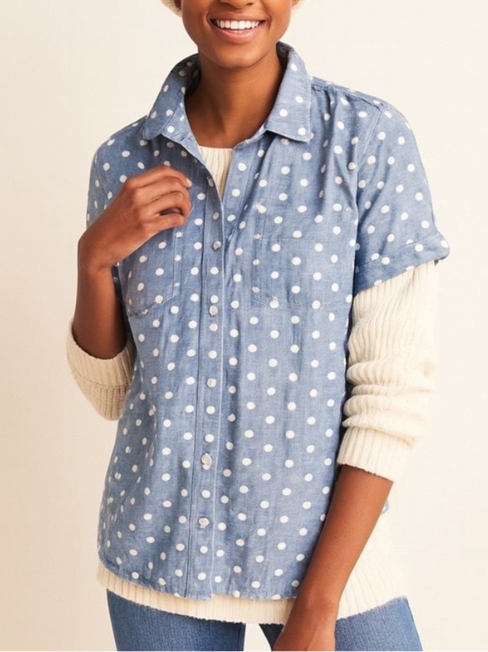Tommy Hilfiger Blue Polka Dot Button-Down Shirt